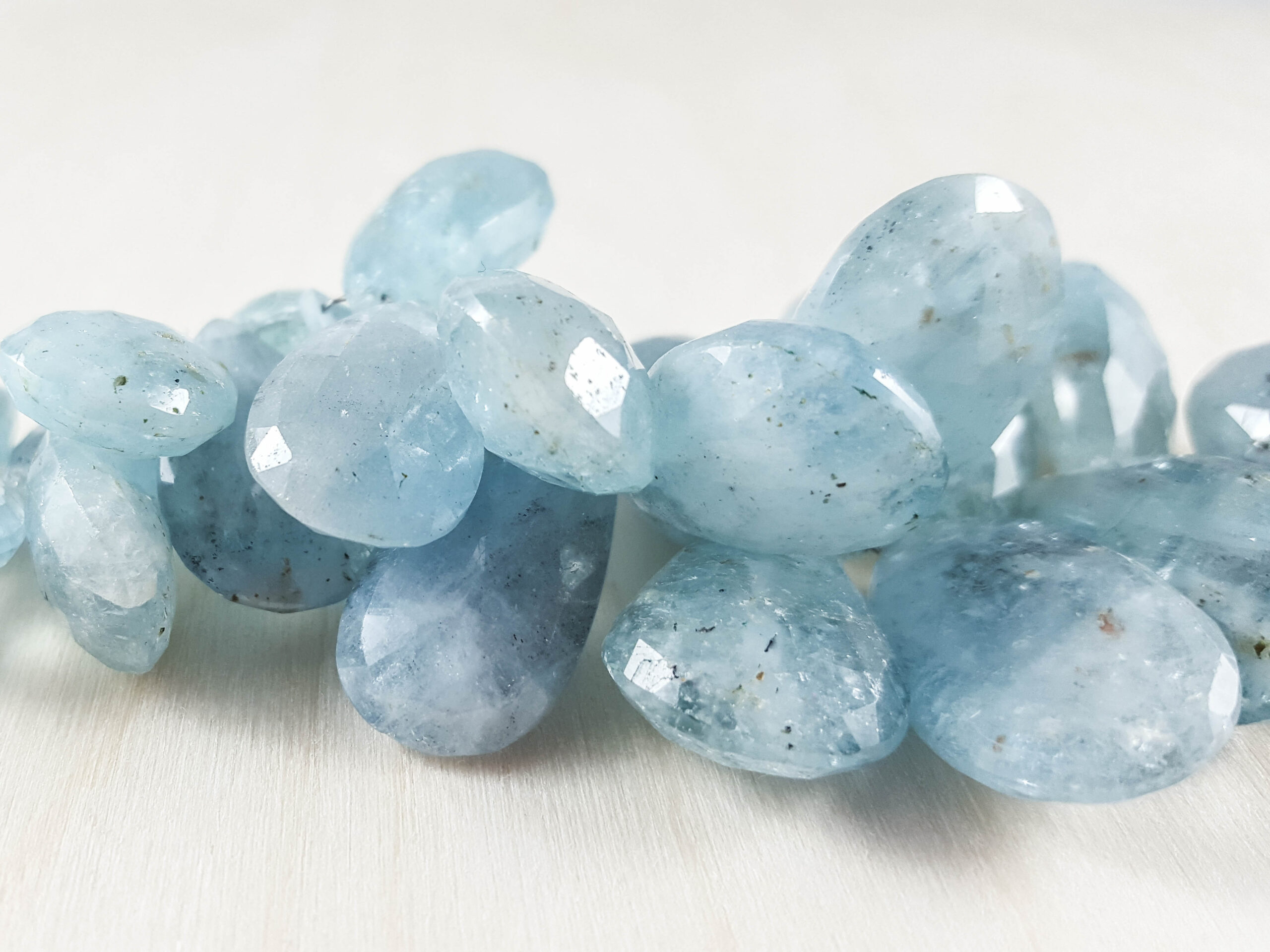 Amazing Natural Moss Aquamarine Faceted Pear Beads 8X5To12X8 mm Moss Aquamarine Pear Briolettes Gemstone US-1395