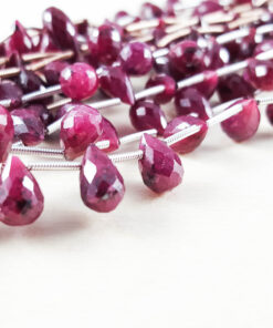 Ruby Briolettes. Ruby Drop Shape Beads Natural African Ruby Teardrops 8MM Match Pair