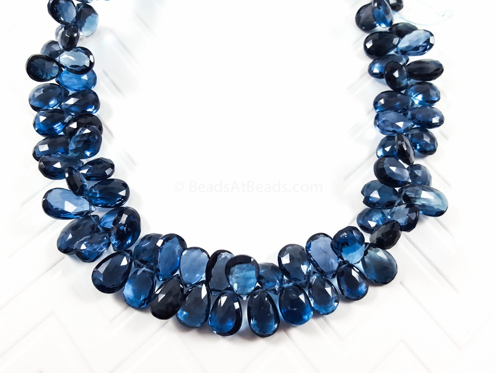 Amazing Blue Topaz Beads/Blue Topaz Gemstone/Faceted Topaz Pear Shape Briolette Beads 4''Inch Strand/Side Drilled Topaz/For Jewelry/B-1089