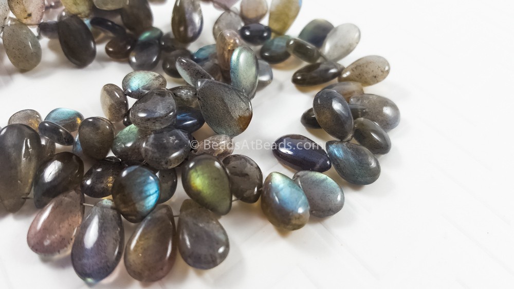 Natural Labradorite smooth Pear shape beads Gemstone 11X18 mm to 15X22 mm Approx size approx 7 Inch strand M No 5276