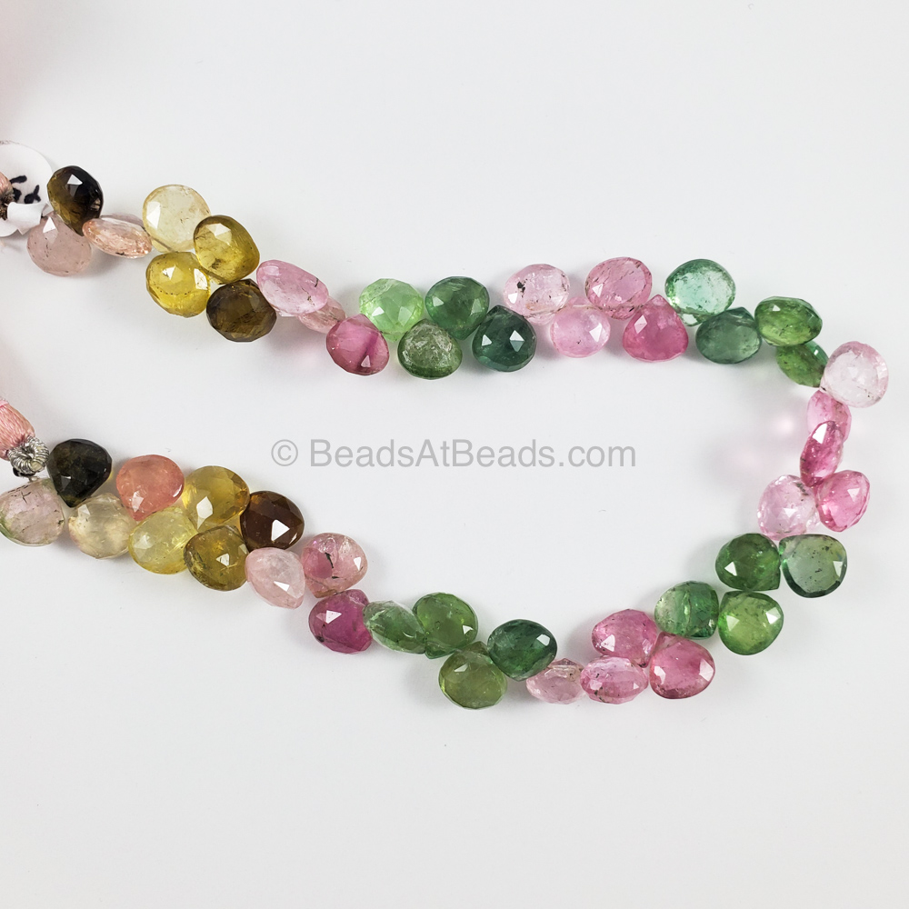 17 Carat 5 to 6 MM Natural Bi Color Tourmaline Heart Shape 4 Inch Necklace Smooth Heart Multi Tourmaline Beads Gemstone Jewellery